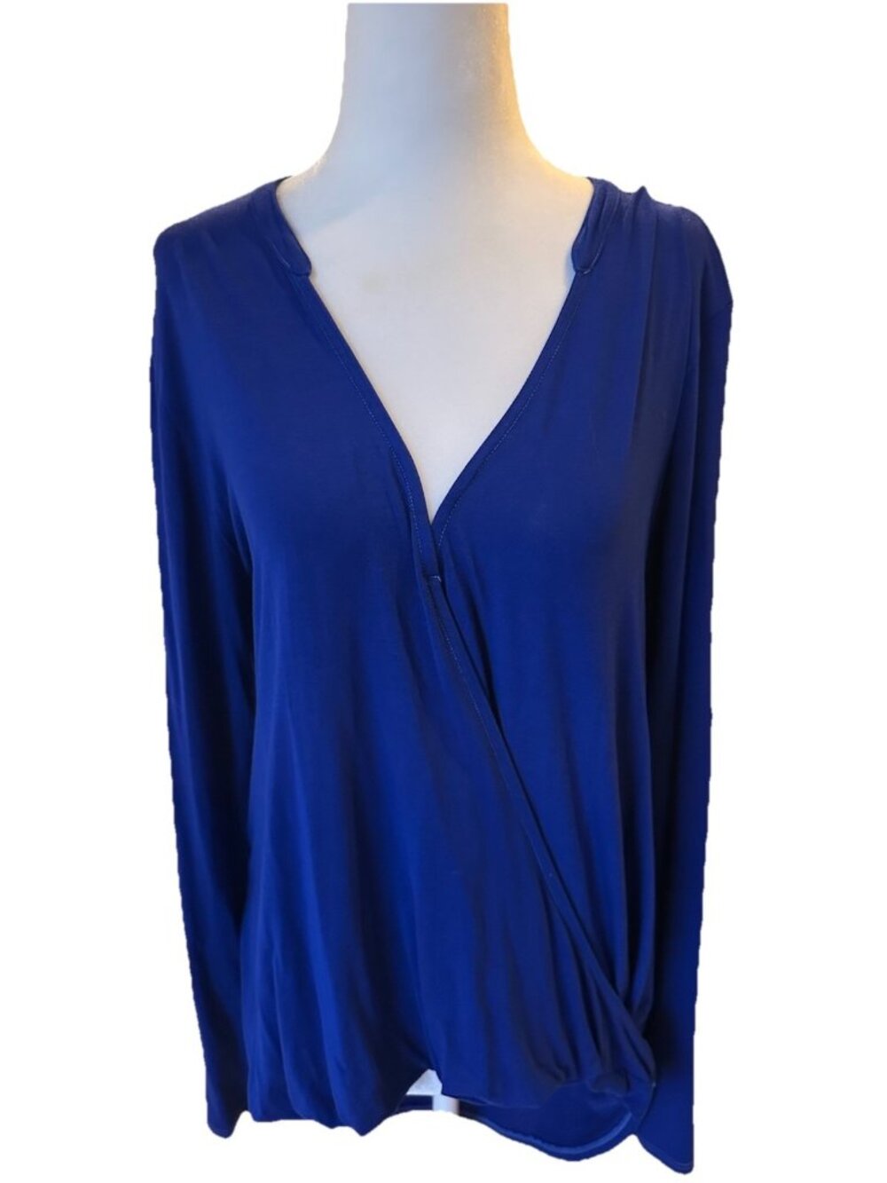 Michael Stars Tunic Stretch V Neck One Size Long Sleeve Royal Blue Pullover Top